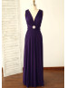 Plum Purple Jersey Multiway Wrap Convertible Bridesmaid Dress